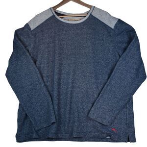 Tommy Bahama Sweater Mens XXL Two Toned Crewneck Blue Grey Terry Cotton